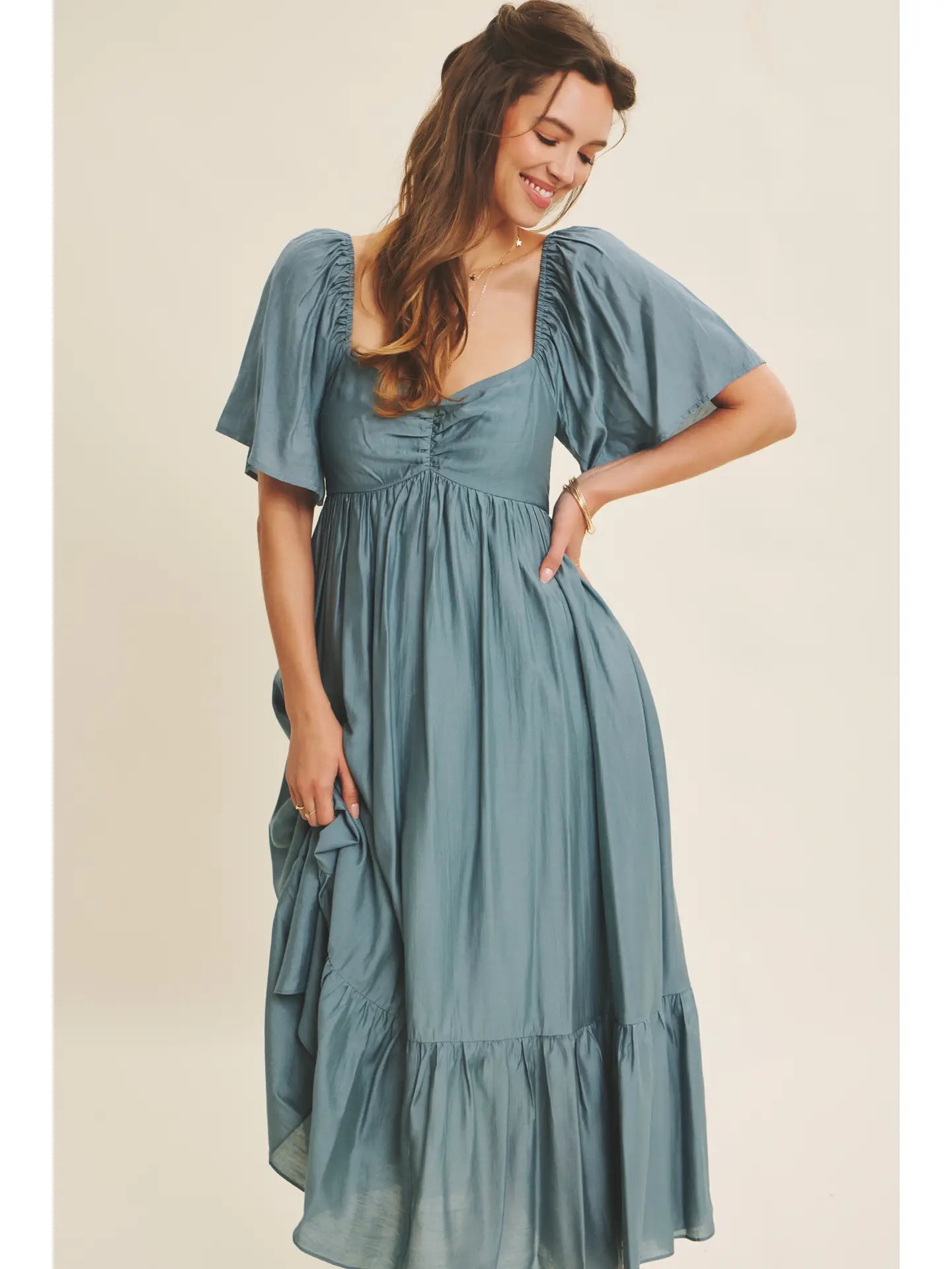 The HoneyBloom Classic Midi Dress | Flowy Sleeve Midi Dress