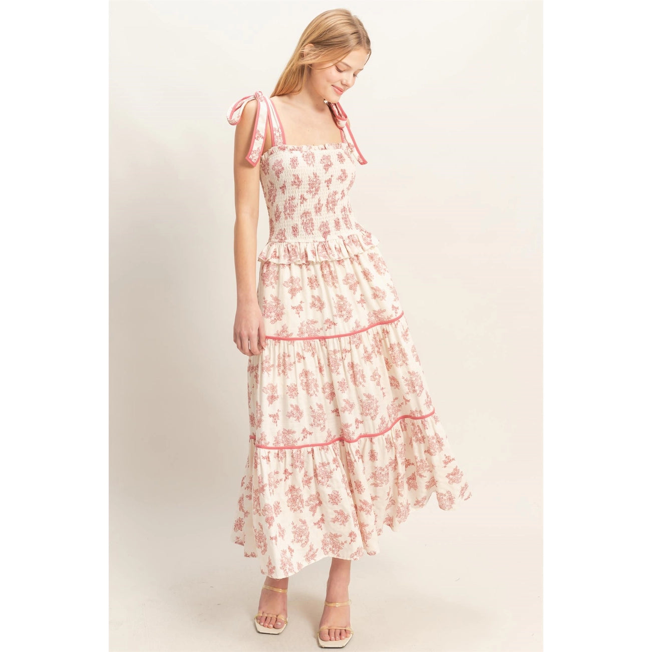 The Vintage Rose Maxi Dress | Floral Smocked Ribbon Tie Dress