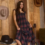 The Tartan Belle Midi Dress | Smocked Plaid Tiered Dress