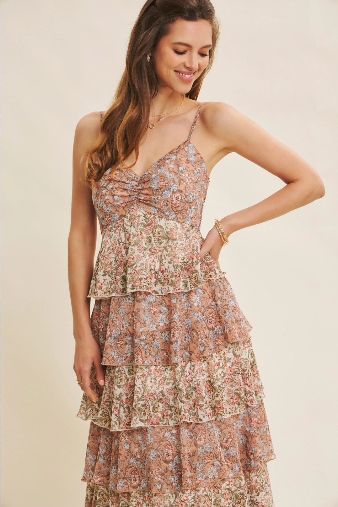 The Forget Me Not Tiered Maxi Dress | Floral Smocked Back Ruffle Maxi