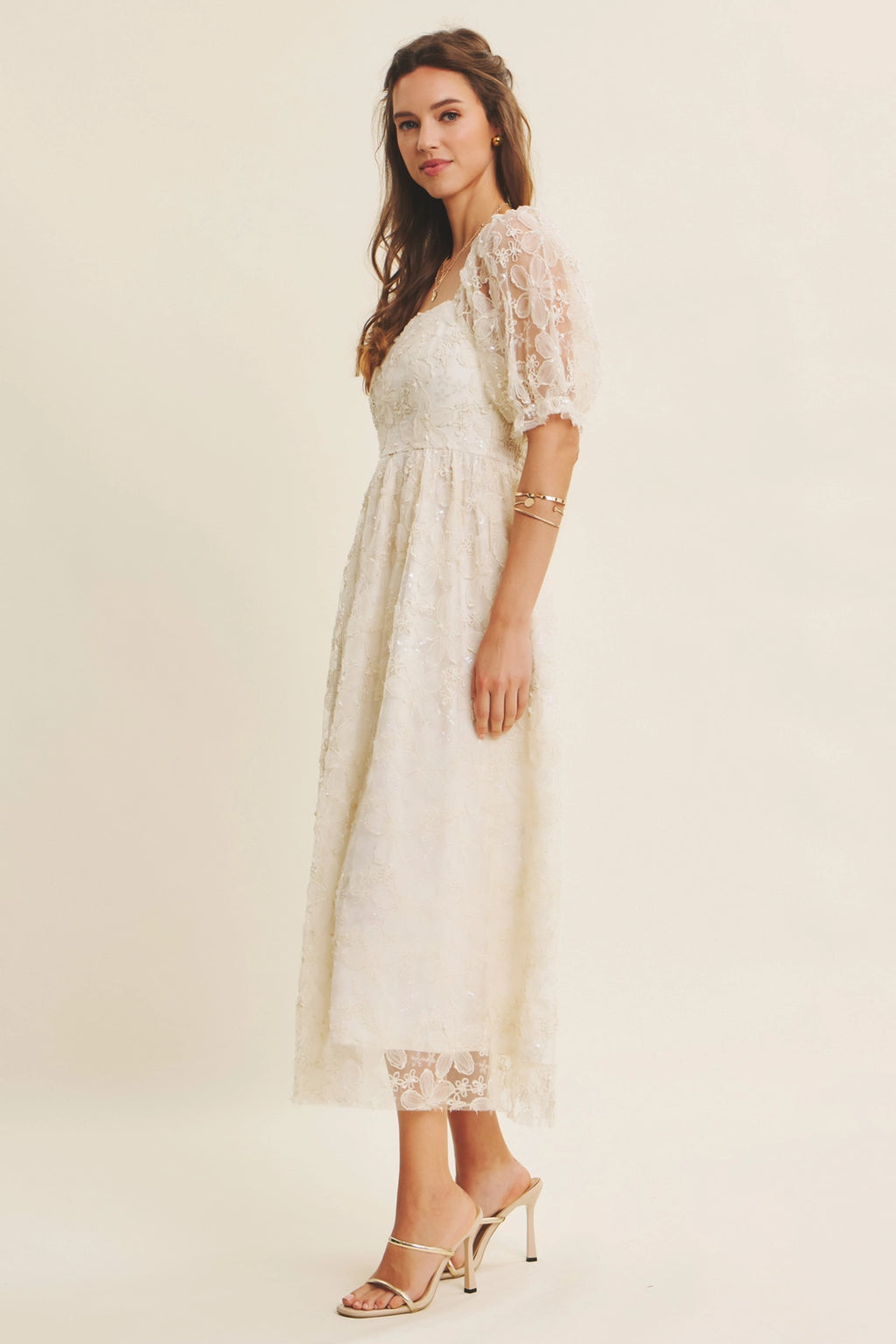 Giving Fairytale Midi Dress | Sparkly Embroidered Floral Midi Dress