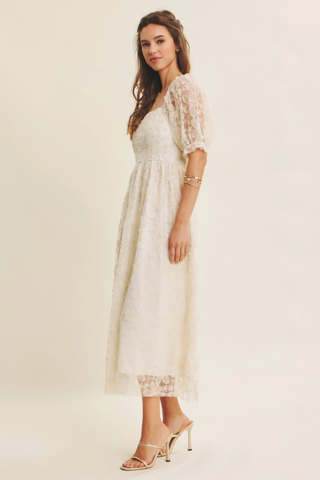 Giving Fairytale Midi Dress | Sparkly Embroidered Floral Midi Dress