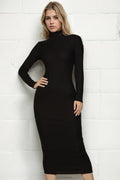 The Sculpt Mock Neck Midi Dress | Ribbed Bodycon Dress