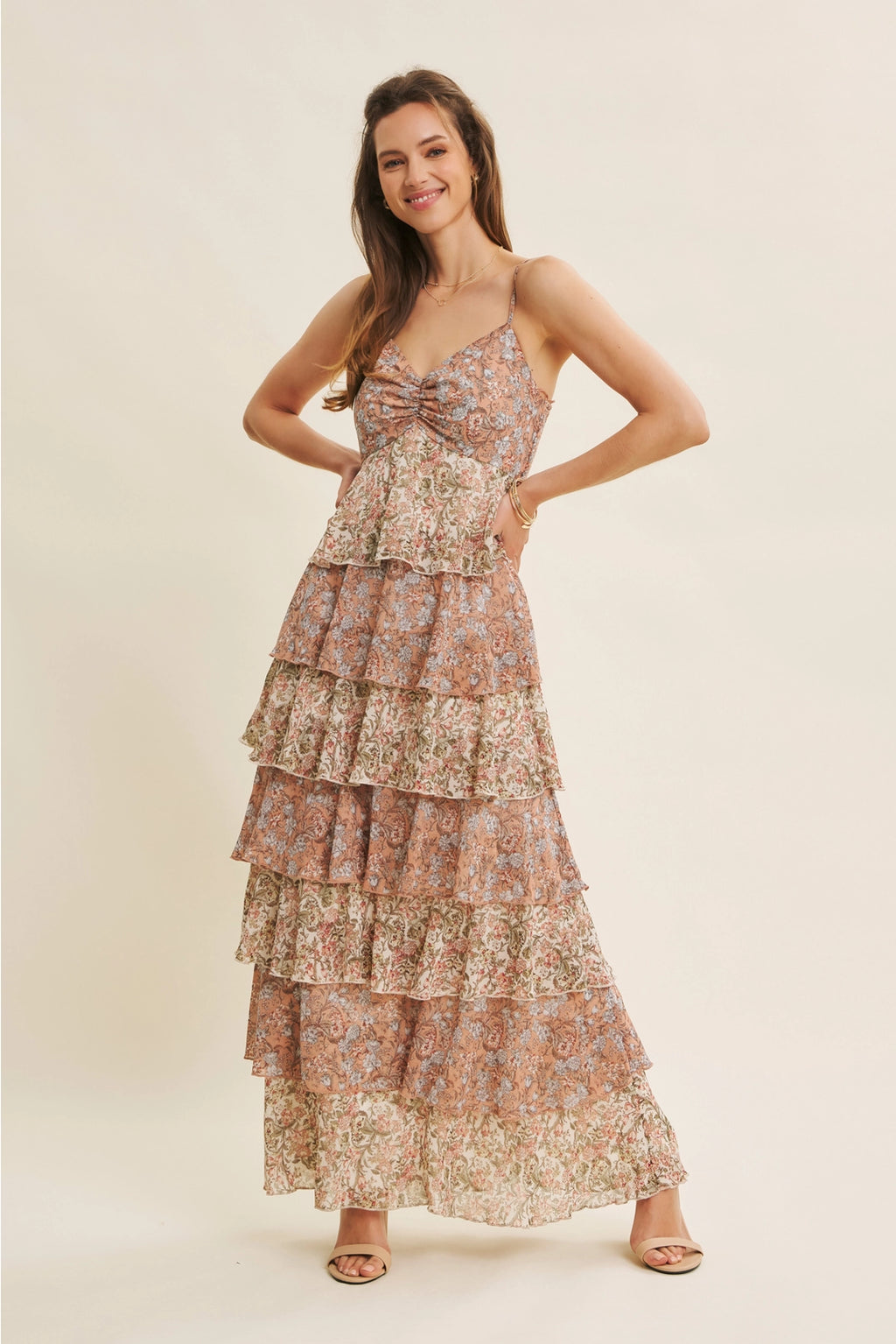 The Forget Me Not Tiered Maxi Dress | Floral Smocked Back Ruffle Maxi