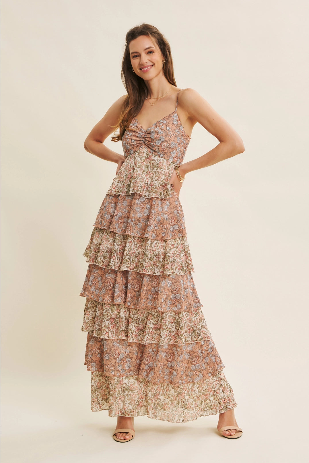 The Forget Me Not Tiered Maxi Dress | Floral Smocked Back Ruffle Maxi