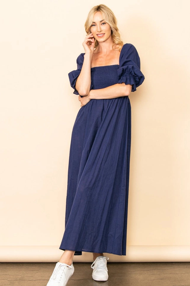 The Meadow Breeze Midi Dress | Linen On or Off Shoulder Dress