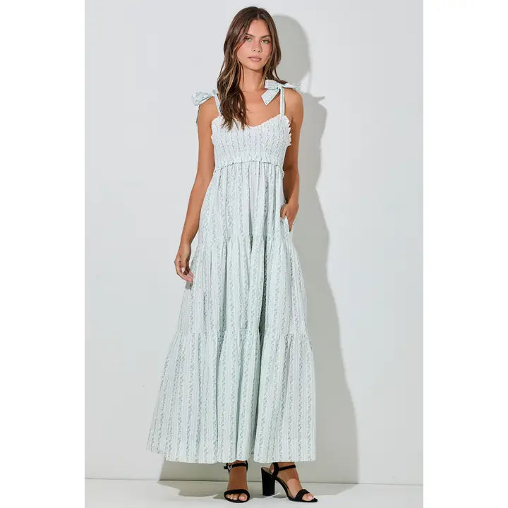 The Sweetheart Bow Shoulder Maxi Dress | Romantic Floral Maxi