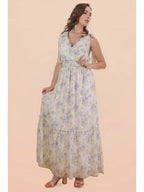 The Rhapsody in Blue Maxi Dress | Blue Floral Tie Strap Maxi