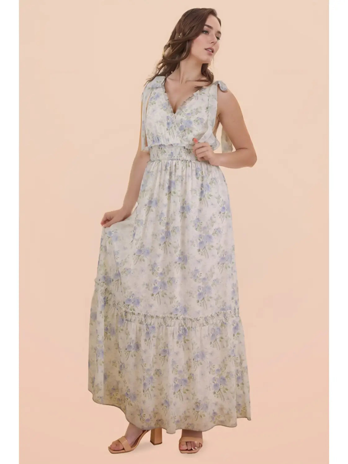 The Rhapsody in Blue Maxi Dress | Blue Floral Tie Strap Maxi