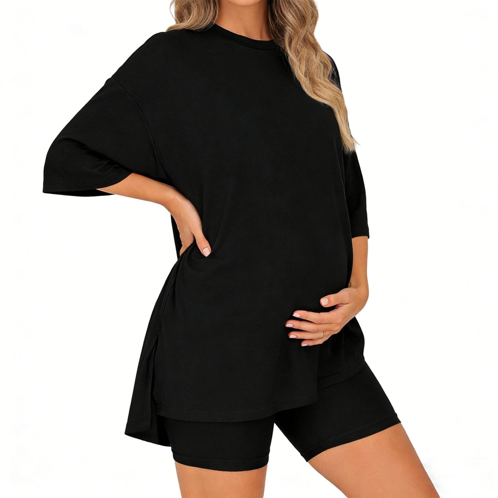 The Everyday Relaxed Fit Maternity Top and Biker Shorts