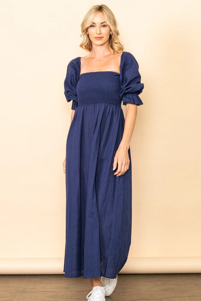 The Meadow Breeze Midi Dress | Linen On or Off Shoulder Dress