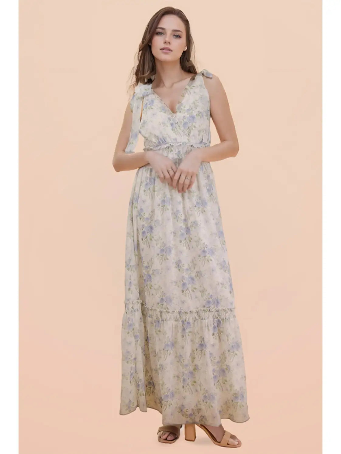 The Rhapsody in Blue Maxi Dress | Blue Floral Tie Strap Maxi