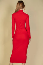 The Sculpt Mock Neck Midi Dress | Ribbed Bodycon Dress
