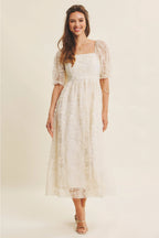Giving Fairytale Midi Dress | Sparkly Embroidered Floral Midi Dress