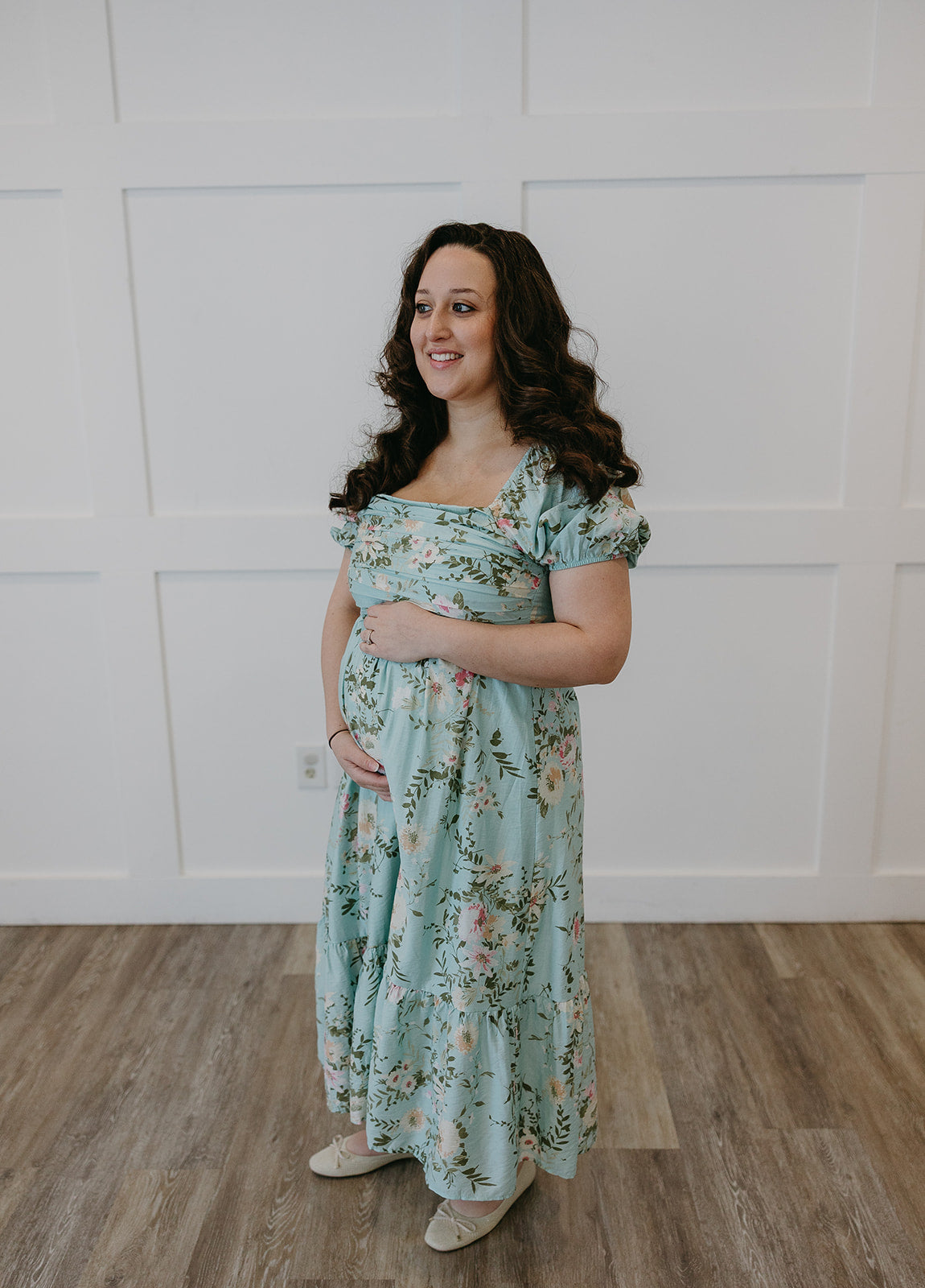 The Floral Pleated Midi | Romantic Bump Friendly Dress