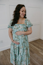 The Floral Pleated Midi | Romantic Bump Friendly Dress