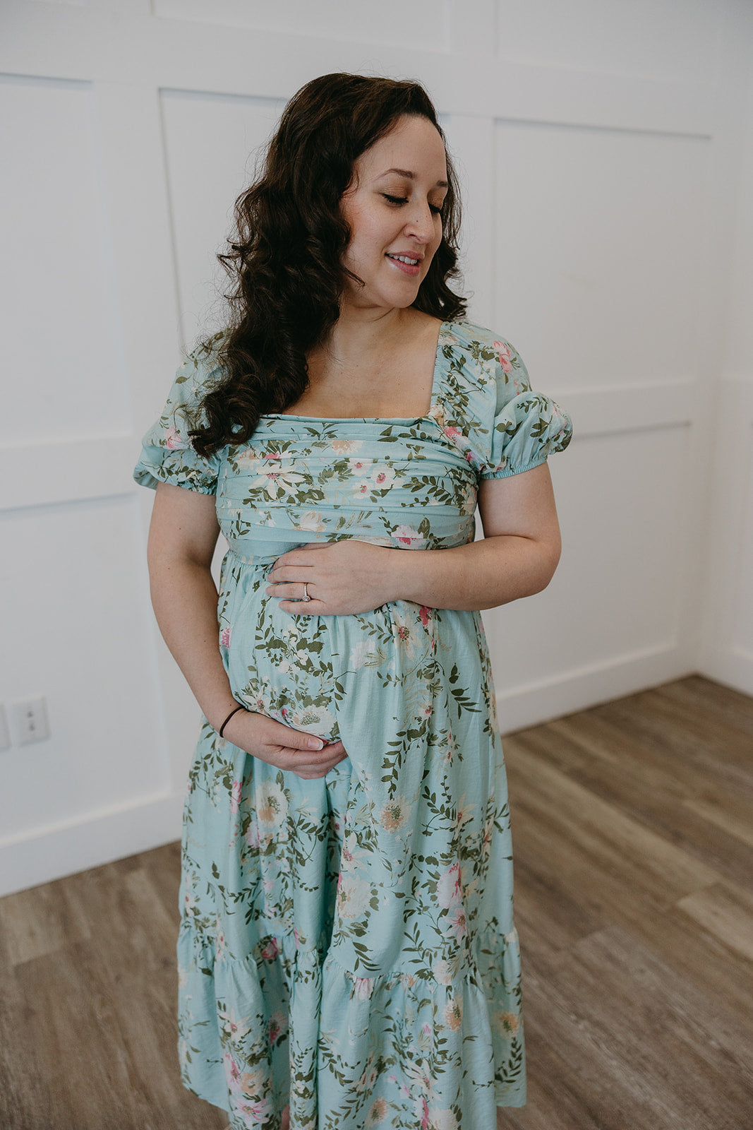 The Floral Pleated Midi | Romantic Bump Friendly Dress