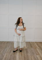 The Paris Polka Dot Maternity Midi Dress | Bow Shoulder Sweetheart Dress