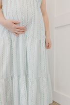 The Sweetheart Bow Shoulder Maxi | Bump Friendly Romantic Dress