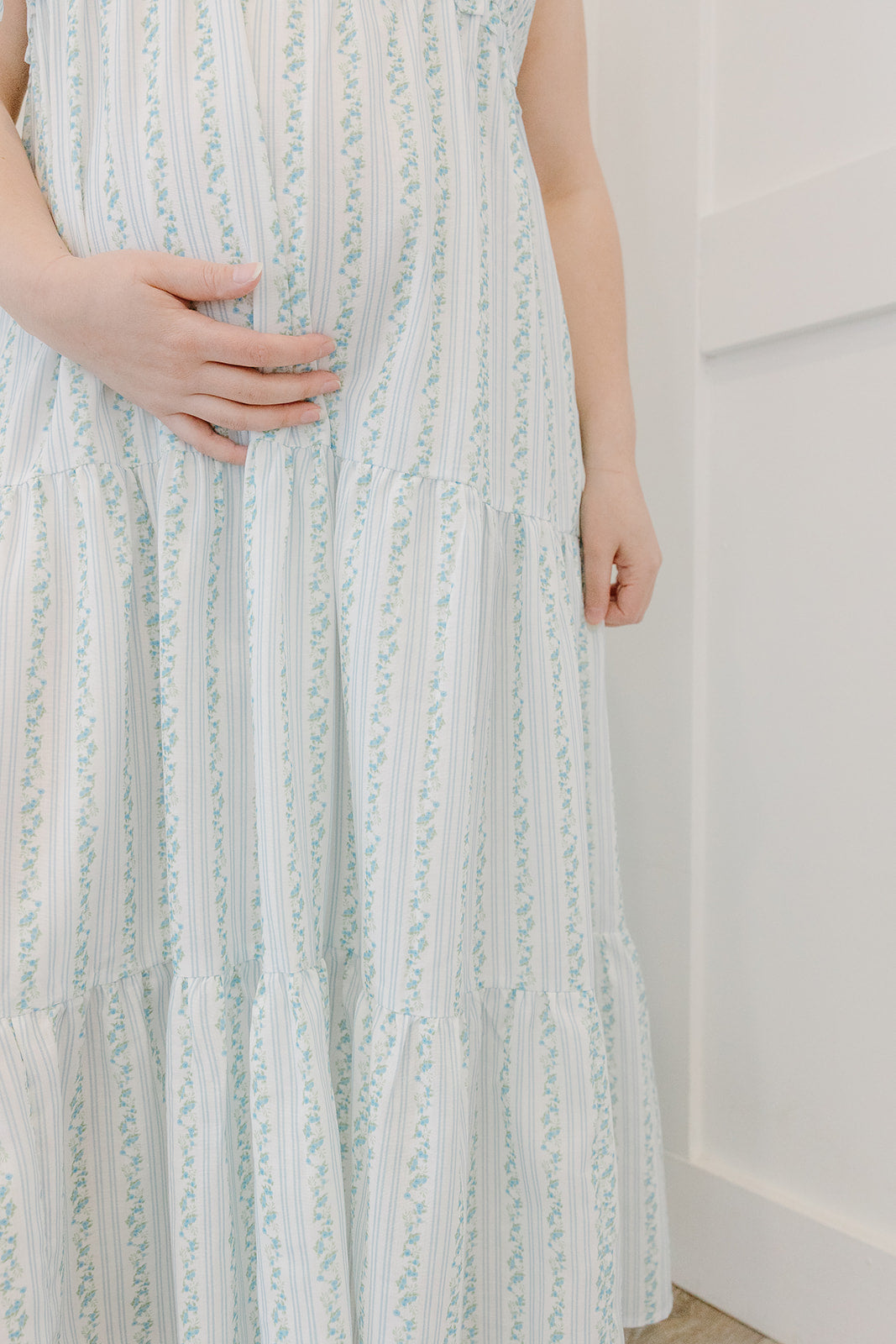 The Sweetheart Bow Shoulder Maxi | Bump Friendly Romantic Dress