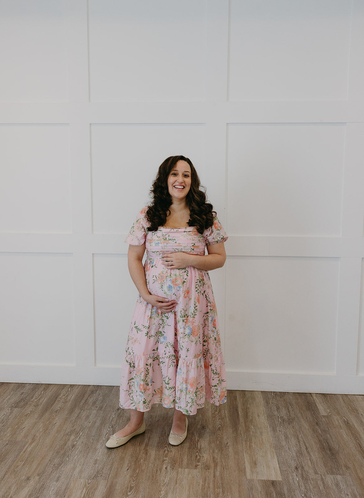 The Floral Pleated Midi | Romantic Bump Friendly Dress