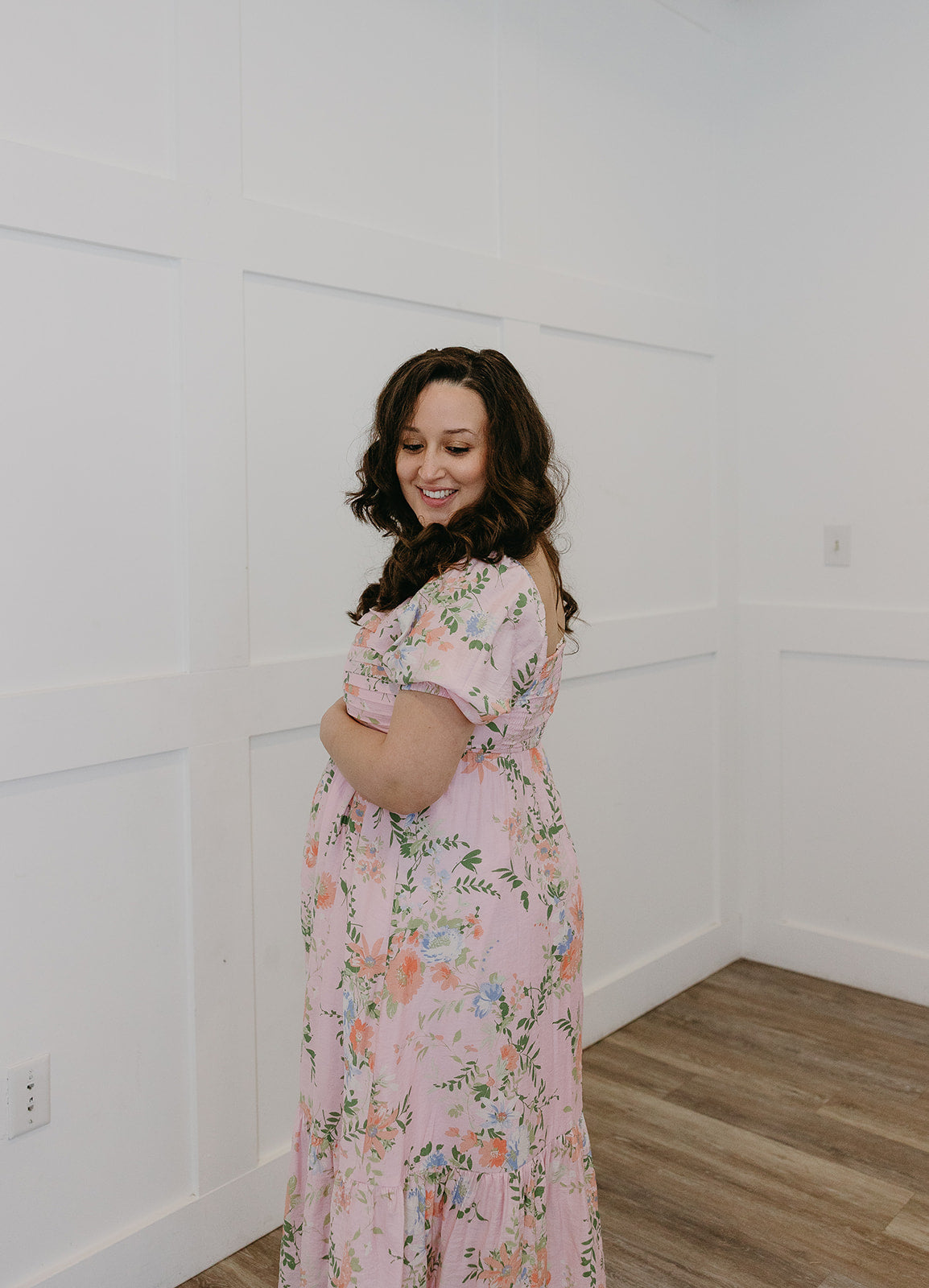 The Floral Pleated Midi | Romantic Bump Friendly Dress