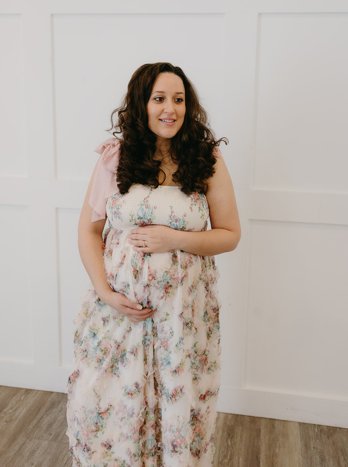 The Secret Garden Maternity Dress | Smocked Midi Ruffle Dress