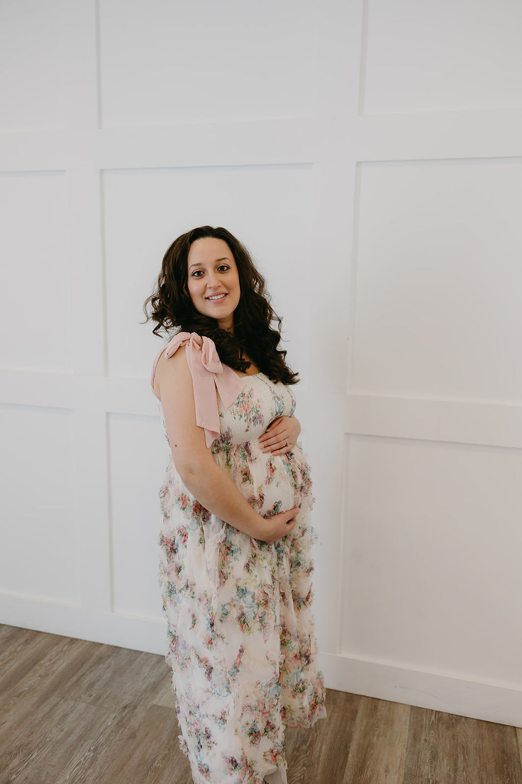 The Secret Garden Maternity Dress | Smocked Midi Ruffle Dress