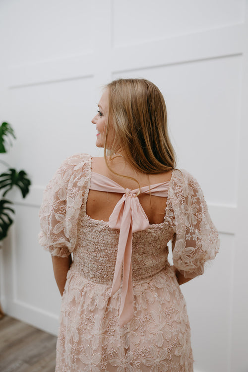 Giving Fairytale Midi Dress | Sparkly Embroidered Floral Midi Dress