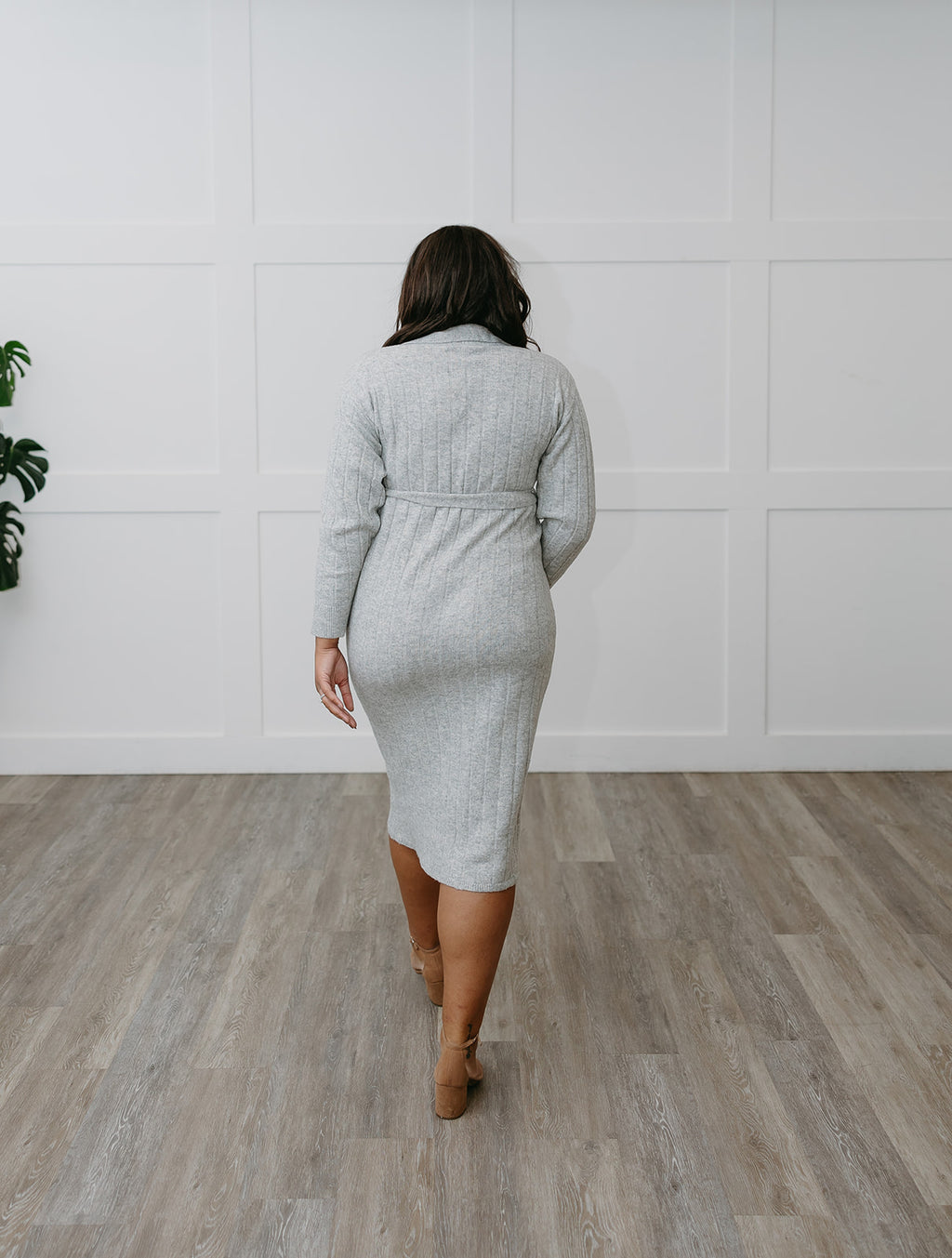 The Cozy Chic Maternity Sweater Dress | Gray Ribbed Knit Midi