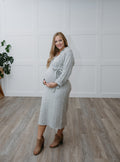 The Cozy Chic Maternity Sweater Dress | Gray Ribbed Knit Midi