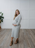 The Cozy Chic Maternity Sweater Dress | Gray Ribbed Knit Midi