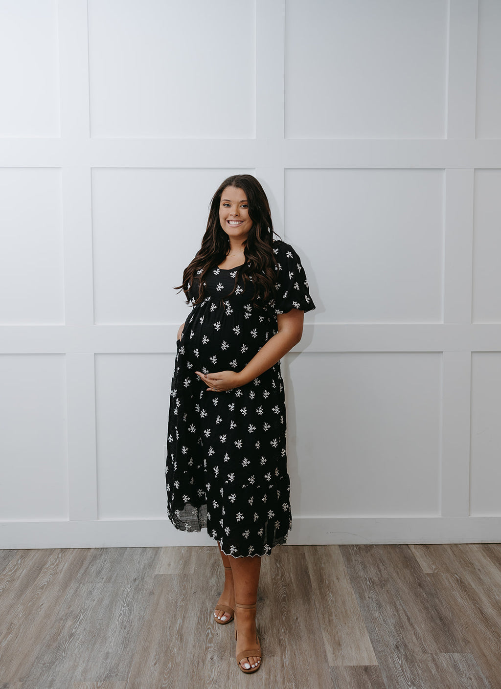 The Black Embroidered Maxi Dress | Floral Embroidered Maxi with Pockets