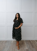 The Black Embroidered Maxi Dress | Floral Embroidered Maxi with Pockets