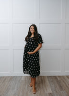 The Black Embroidered Maxi Dress | Floral Embroidered Maxi with Pockets