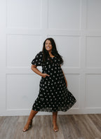 The Black Embroidered Maxi Dress | Floral Embroidered Maxi with Pockets
