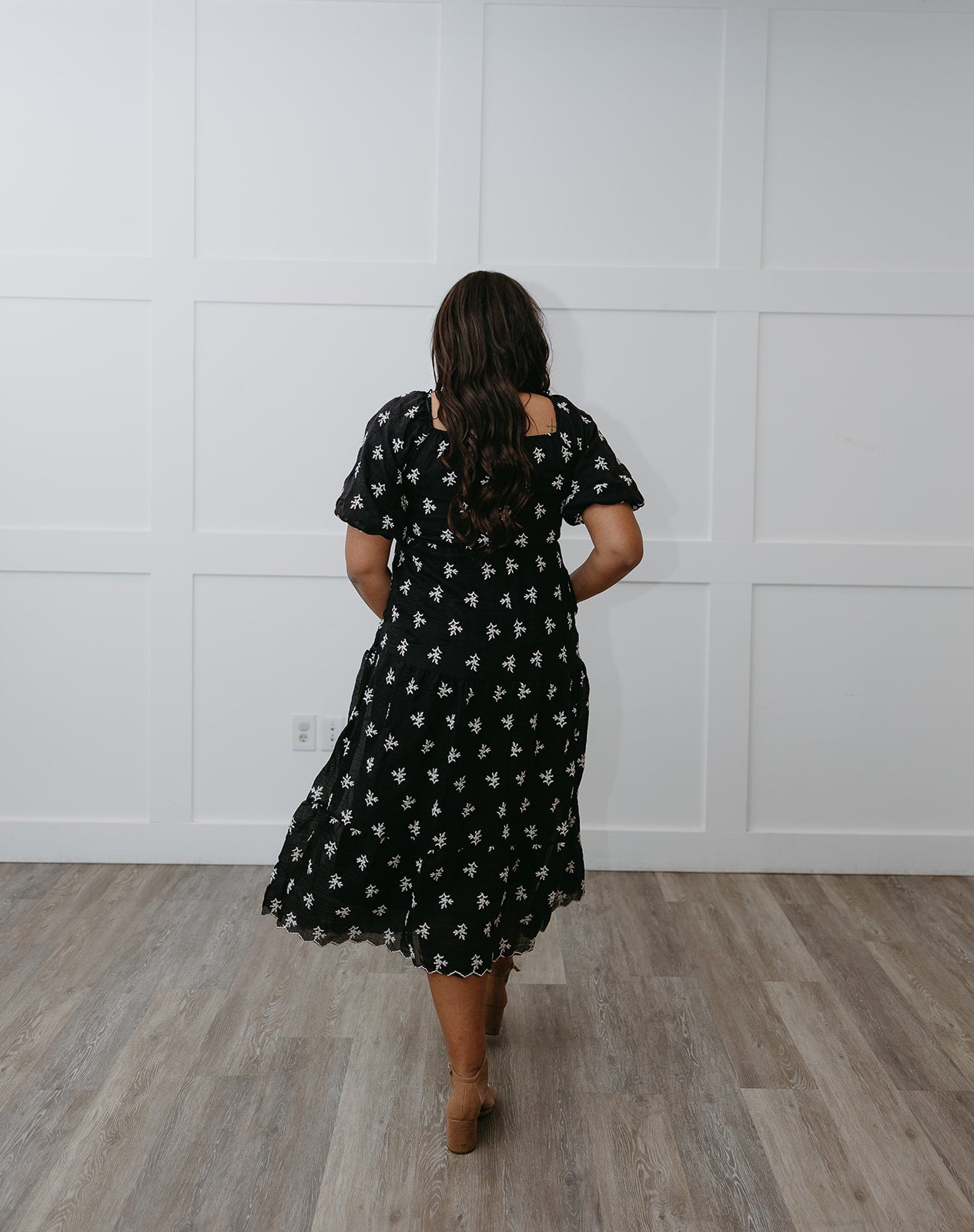 The Black Embroidered Maxi Dress | Floral Embroidered Maxi with Pockets
