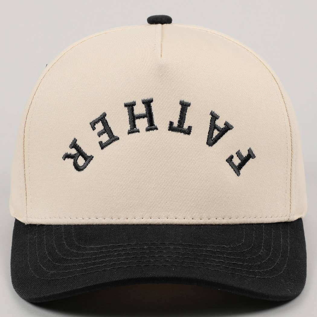 FATHER Upside Down Embroidery Two Tone Cap, side view