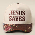JESUS SAVES Embroidered Floral Tapestry Trucker Hat, back view