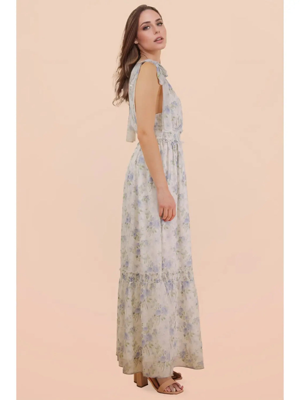 The Rhapsody in Blue Maxi Dress | Blue Floral Tie Strap Maxi
