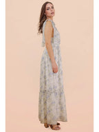 The Rhapsody in Blue Maxi Dress | Blue Floral Tie Strap Maxi