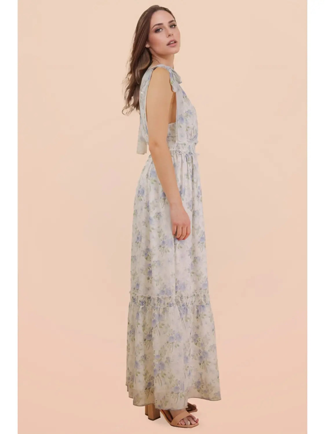 The Rhapsody in Blue Maxi Dress | Blue Floral Tie Strap Maxi