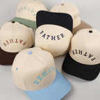 FATHER Upside Down Embroidery Two Tone Cap, front view
