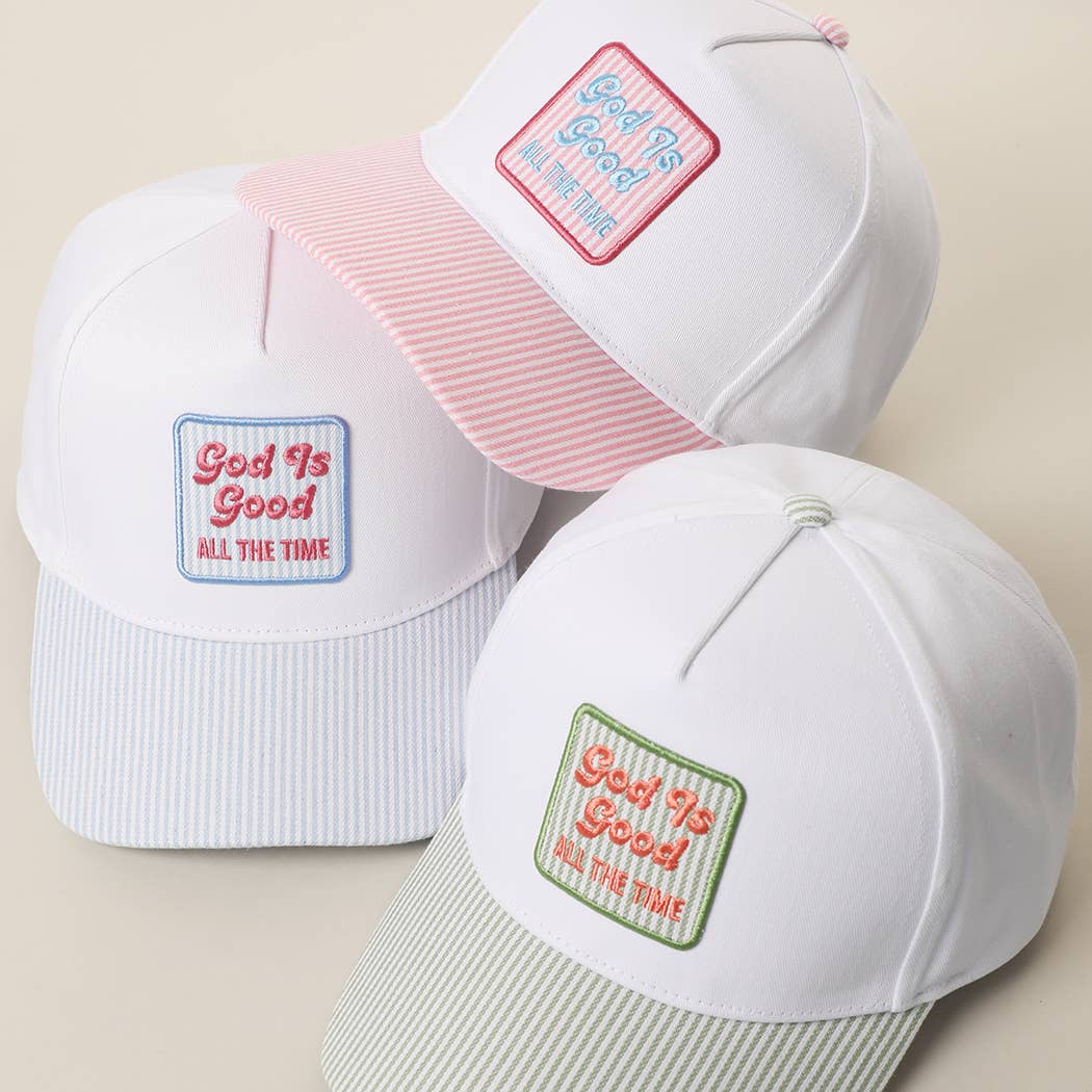 God Is Good All The Time Seersucker Brim Cap 🤍