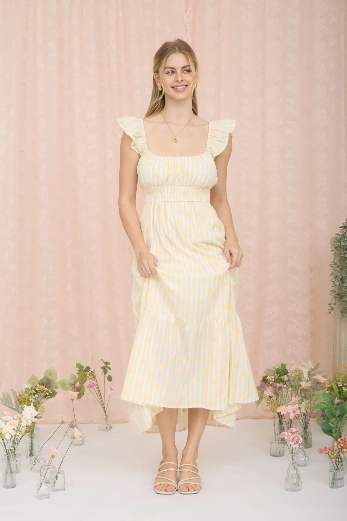 The Heirloom Midi Dress | Smocked Tiered Puff Sleeve Midi  HoneyBloom  Company