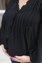 The Everly Blouse | Ruffle Pintuck Blouse