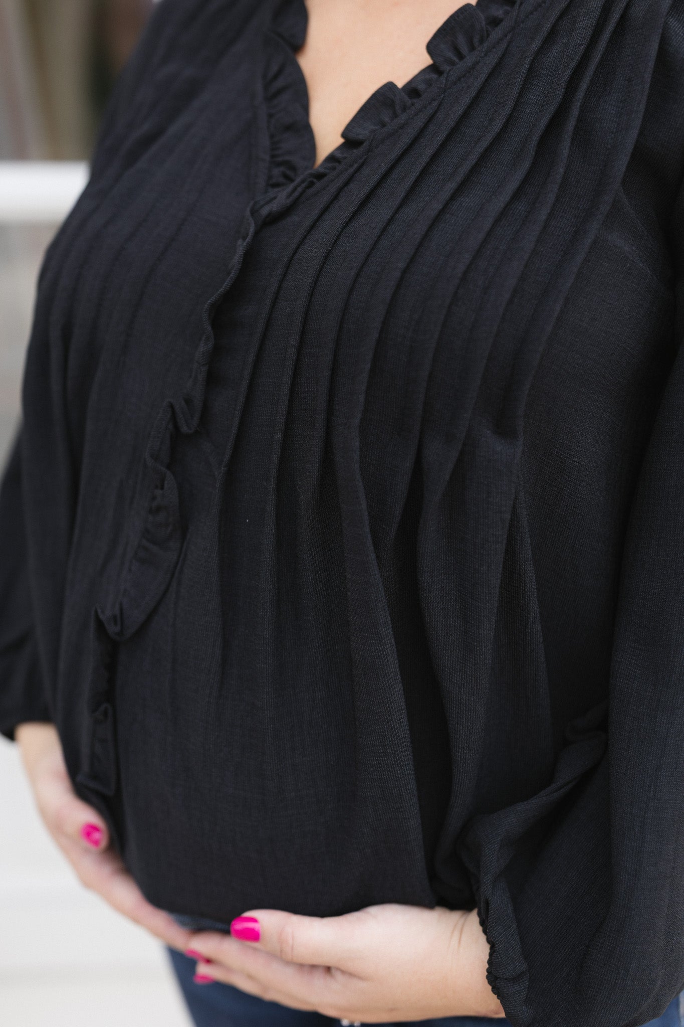 The Everly Blouse | Ruffle Pintuck Blouse