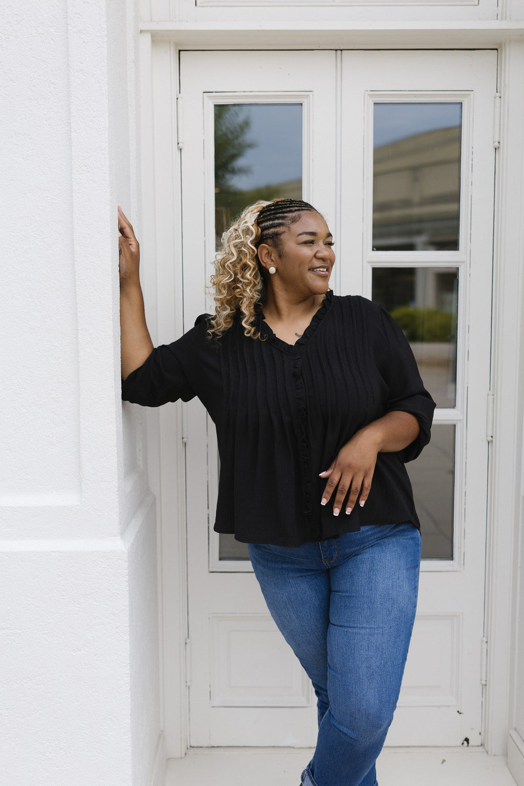 The Everly Blouse | Ruffle Pintuck Blouse