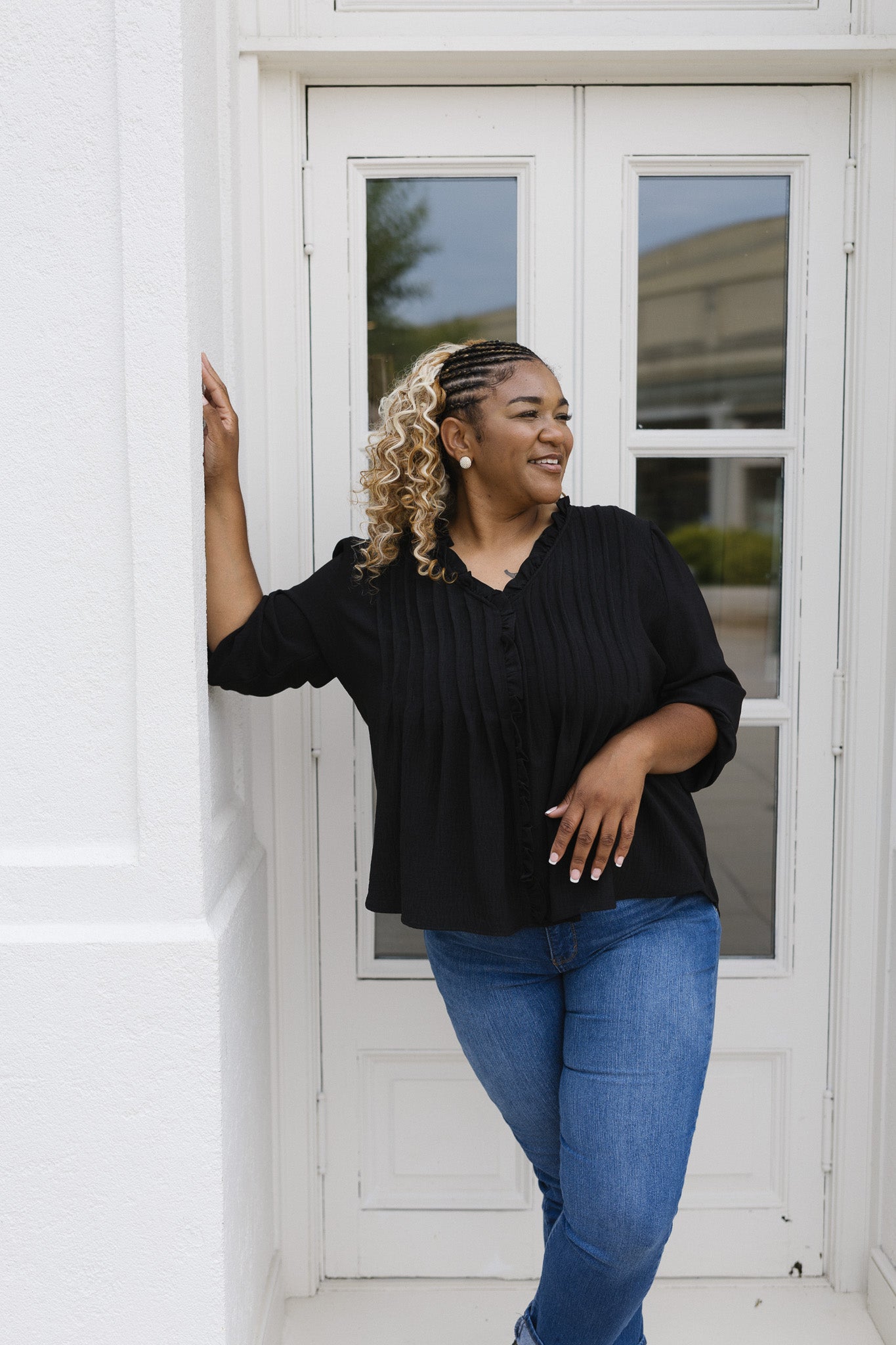 The Everly Blouse | Ruffle Pintuck Blouse