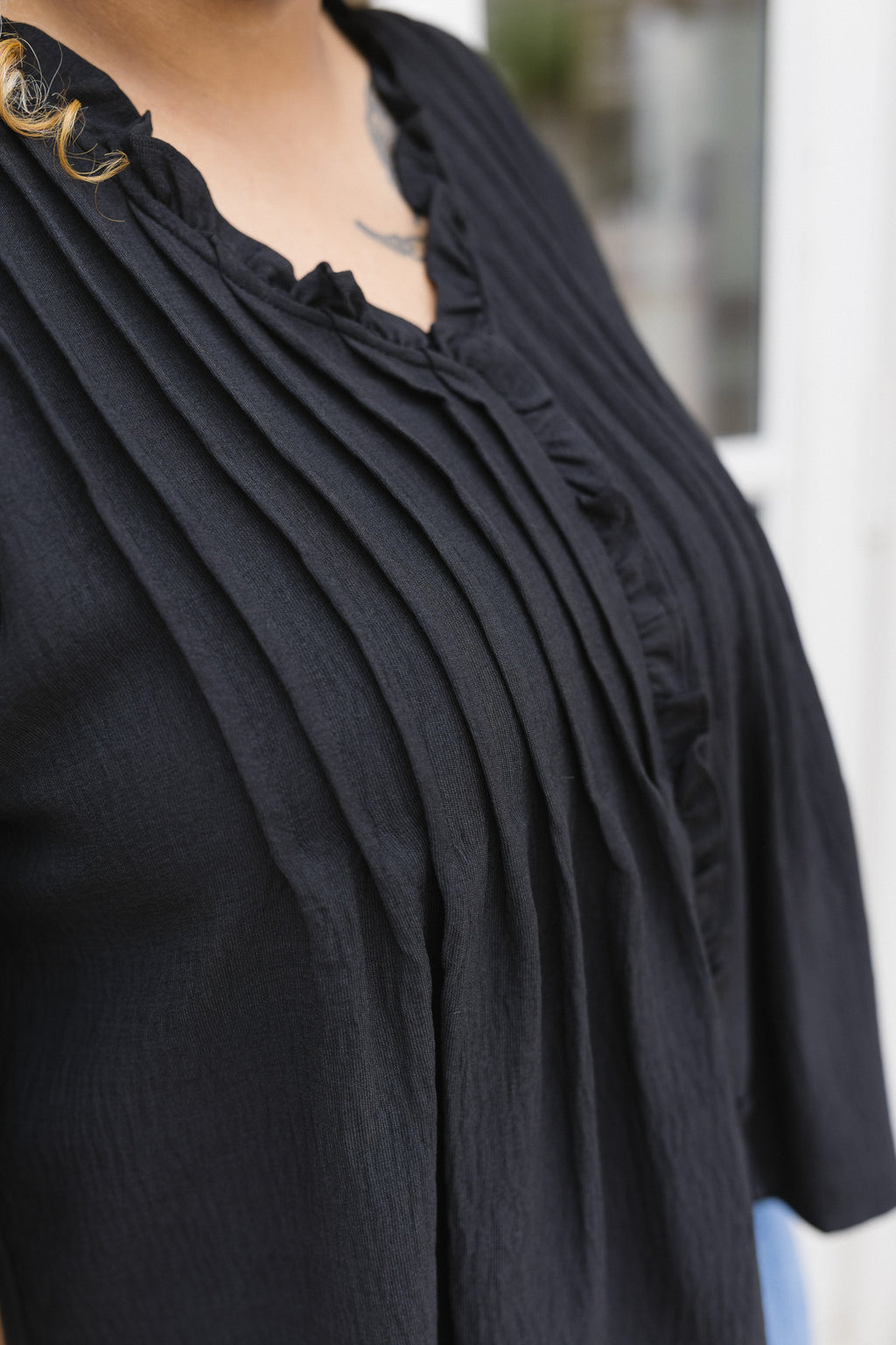 The Everly Blouse | Ruffle Pintuck Blouse